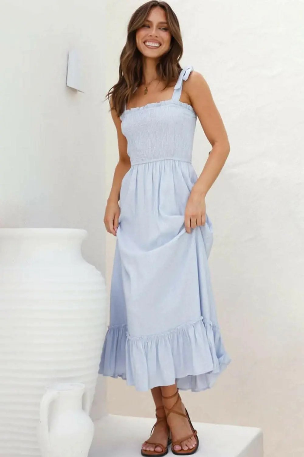Elegant smocked ruffled dress - Love Salve